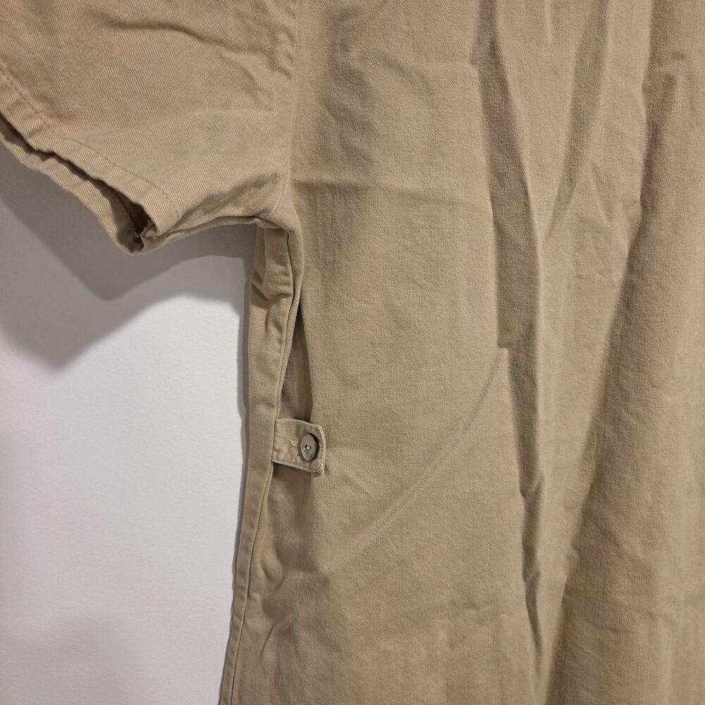Vintage 90s Khaki Shirt Dress Medium 100% Cotton Safari Y2K Boxy Utility Mini - Picture 10 of 10